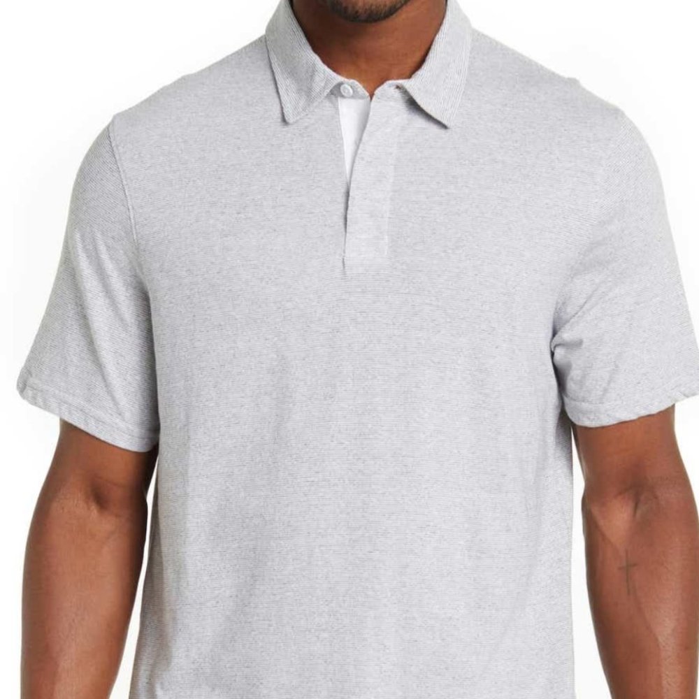 English Laundry Men's  Small Gray & White Striped Short Sleeve Shirt Msrp $65.00